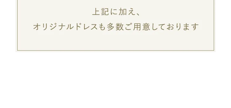 上記に加え、オリジナルドレスも多数ご用意しております