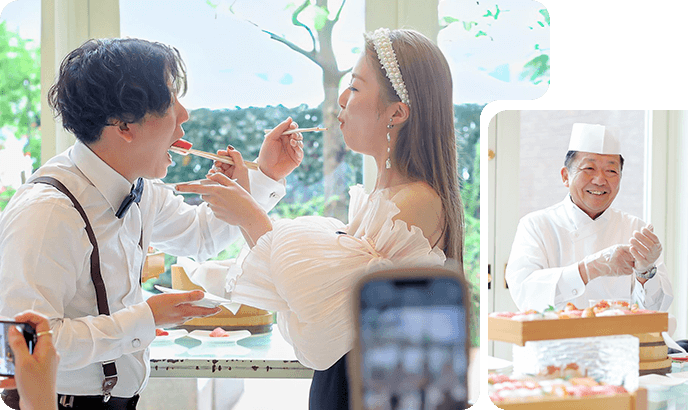 お寿司屋さんのお父さまが握った格別のお寿司でファーストバイト。