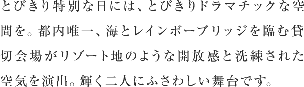 とびきり特別な日には、とびきりドラマチックな空間を。