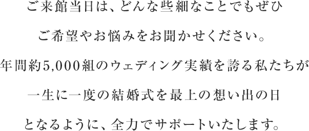 ご来館当日は、どんな些細なことでもぜひご希望やお悩みをお聞かせください。