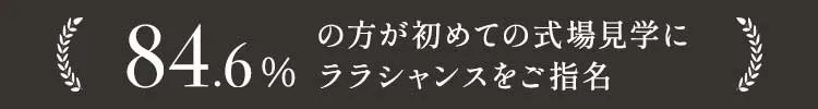 84.6%の方が初めての式場見学にララシャンスをご指名