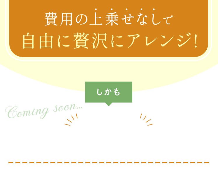 費用の上乗せなしで自由に贅沢にアレンジ!